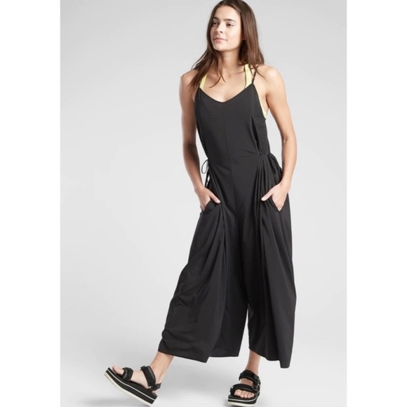Athleta Sayulita Wide Leg Jumpsuit Black Size 8 - Picture 3 of 14
